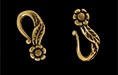 Floral Hook and Eye Clasp : Antique Brass