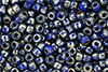 Matubo Seed Bead 6/0 (loose) : Opaque Blue - Silver Picasso