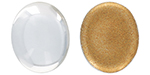 CABOCHON Glass Stone, Oval 12x10mm: Crystal - Gold Matte Foiled