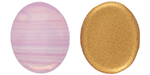 CABOCHON Glass Stone, Oval 12x10mm: Pink/Milk - Gold Matte Foiled