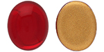 CABOCHON Glass Stone, Oval 12x10mm: Siam Ruby - Gold Matte Foiled