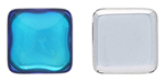 CABOCHON Glass Stone, Square 14x14mm: Crystal - Bermuda - Blue Silver Foiled