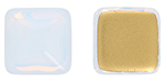 CABOCHON Glass Stone, Square 14x14mm: Milky White - Gold Foiled