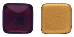 CABOCHON Glass Stone, Square 14x14mm: Med Amethyst - Gold Matte Foiled