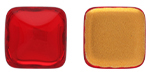 CABOCHON Glass Stone, Square 14x14mm: Siam Ruby - Gold Matte Foiled