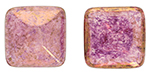 CABOCHON Glass Stone, Square 14x14mm:  Rosaline - Luster - Opaque Topaz/Pink