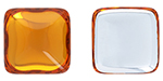 CABOCHON Glass Stone, Square 14x14mm: Topaz - Silver Foiled
