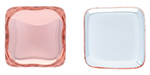 CABOCHON Glass Stone, Square 14x14mm:  Rosaline - Silver Foiled