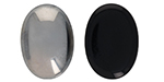 CABOCHON Glass Stone, Oval 25x18mm: Jet - Hematite