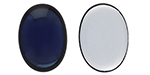CABOCHON Glass Stone, Oval 25x18mm: Montana Blue - Silver Matte Foiled