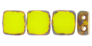 Table Cut Tile Bead 6mm (loose) : Opaque Yellow - Picasso