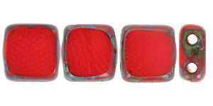 Table Cut Tile Bead 6mm (loose) : Opaque Red - Picasso