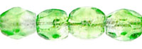 Fire-Polish 3mm (loose) : Crystal/Prairie Green