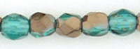 Fire-Polish 3mm (loose) : Copper - Emerald