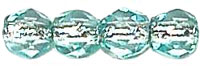 Fire-Polish 3mm (loose) : Lt Teal - Silver-Lined