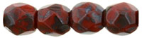 Fire-Polish 3mm (loose) : Opaque Red - Picasso