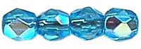 Fire-Polish 3mm (loose) : Dk Aquamarine AB