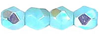 Fire-Polish 3mm (loose) : Sky Blue Coral AB