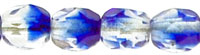 Fire-Polish 4mm (loose) : Crystal/Cobalt