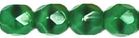 Fire-Polish 4mm (loose) : Opaque Green w/Black