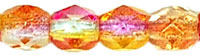 Fire-Polish 4mm (loose) : Dual Coated - Orange/Pink