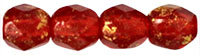 Firepolish 4mm (loose) : Gold Marbled - Siam Ruby