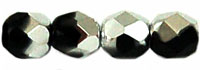 Fire-Polish 4mm (loose) : Jet - Silver 1/2 Coat