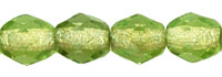 Fire-Polish 4mm (loose) : Olivine - Silver-Lined