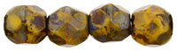 Fire-Polish 4mm (loose) : Opaque Yellow - Picasso