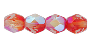 Fire-Polish 4mm (loose) : Crystal/Siam Ruby AB