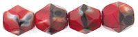 Fire-Polish 6mm (loose) : Stripe Red/Black/Brown