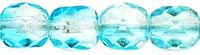 Fire-Polish 6mm (loose) : Coated - Aqua/Crystal