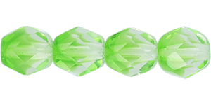 Fire-Polish 6mm (loose) : Crystal/Green