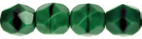 Fire-Polish 6mm (loose) : Opaque Green w/Black