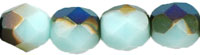 Fire-Polish 6mm (loose) : Blue Iris - Opaque Pale Turquoise