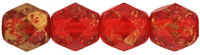 Fire-Polish 6mm (loose) : Gold Marbled - Siam Ruby