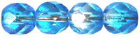 Fire-Polish 6mm (loose) : Coated - Crystal - 1/2 Blue