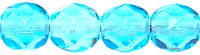 Fire-Polish 6mm (loose) : Aquamarine - White-Lined