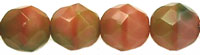 Fire-Polish 8mm (loose) : Pink Coral/Olivine