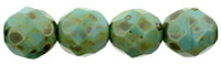 Fire-Polish 8mm (loose) : Opaque Turquoise - Picasso