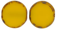 Table Cut Coin Bead 10mm : Sunflower Yellow - Picasso