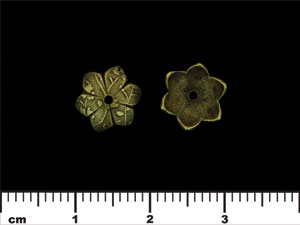 Six Petal Flower End Cap 9/4mm : Antique Brass