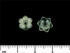 Six Petal Flower End Cap 9/4mm : Antique Silver