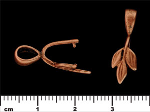 Three Leaf Pinch Bail 24/8mm : Antique Copper