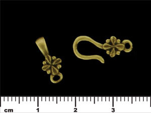 Floral Hook and Eye Clasp : Antique Brass
