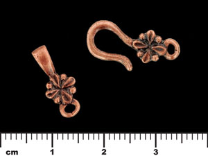 Floral Hook and Eye Clasp : Antique Copper