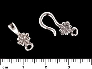 Floral Hook and Eye Clasp : Antique Silver