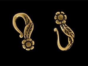 Floral Hook and Eye Clasp : Antique Brass