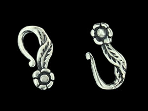 Floral Hook and Eye Clasp : Antique Silver