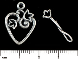 Tulip Heart Toggle : Antique Silver